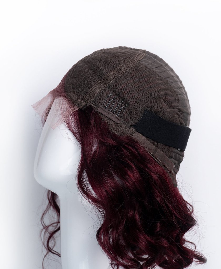 Wigstrends curly lace human hair wig - 12" dark red - Wigtrends