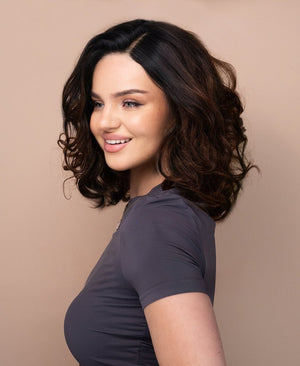 Wigstrends front lace human hair wig - 10" rooted brown bouncy curls - Wigtrends