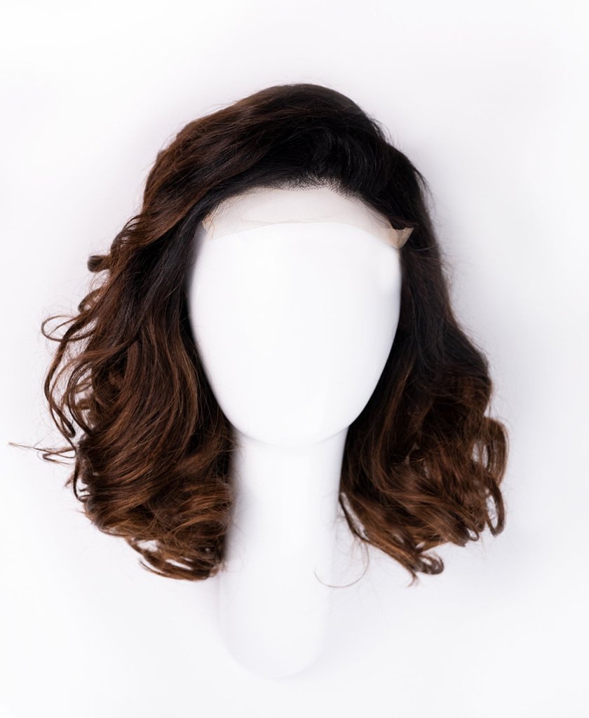 Wigstrends front lace human hair wig - 10" rooted brown bouncy curls - Wigtrends