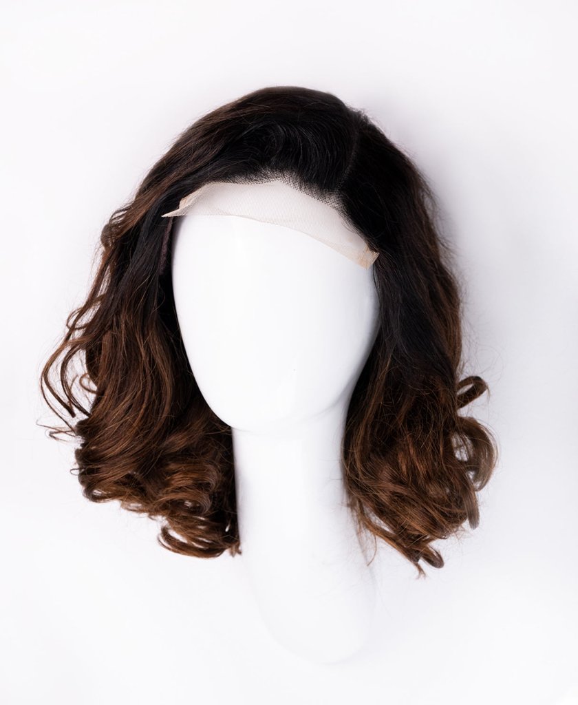 Wigstrends front lace human hair wig - 10" rooted brown bouncy curls - Wigtrends