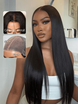 wigstrends Glueless Lace Black Straight Human Hair Wigs - Wigtrends