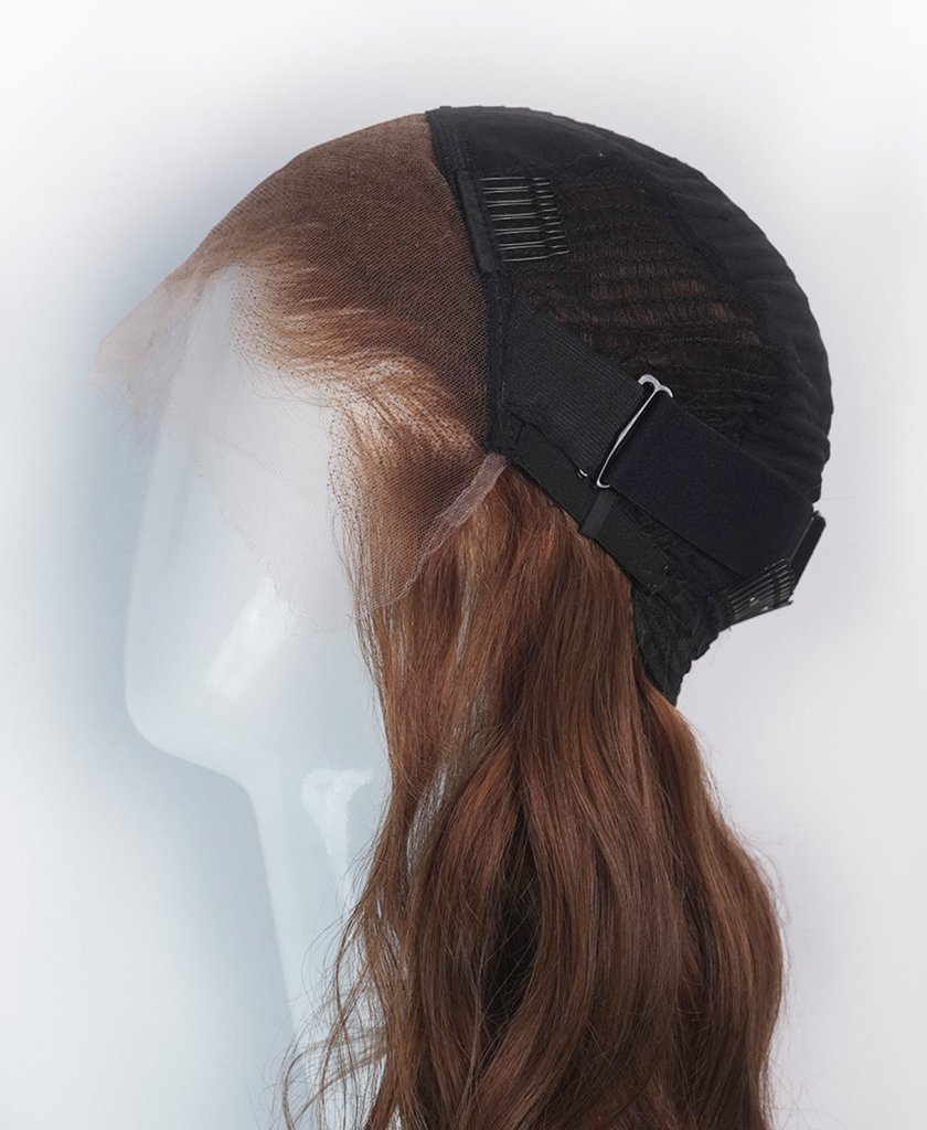 Wigstrends human hair lace wigs with fringe - 20" auburn babylights - Wigtrends
