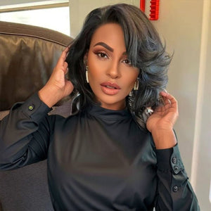 Wigstrends Layered Bob Short Wavy Lace Front Wig Human Hair - Wigtrends