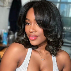 Wigstrends Layered Bob Short Wavy Lace Front Wig Human Hair - Wigtrends