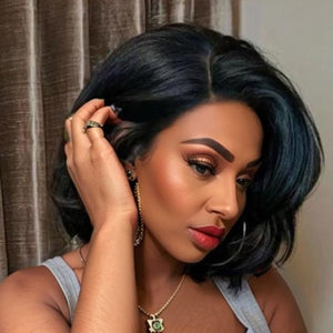 Wigstrends Layered Bob Short Wavy Lace Front Wig Human Hair - Wigtrends