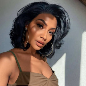 Wigstrends Layered Bob Short Wavy Lace Front Wig Human Hair - Wigtrends