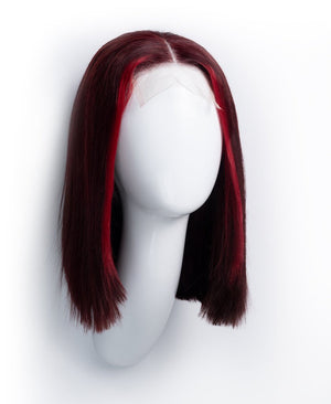 Wigstrends long bob human wig - 10" red money piece highlights - Wigtrends