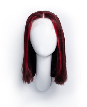 Wigstrends long bob human wig - 10" red money piece highlights - Wigtrends
