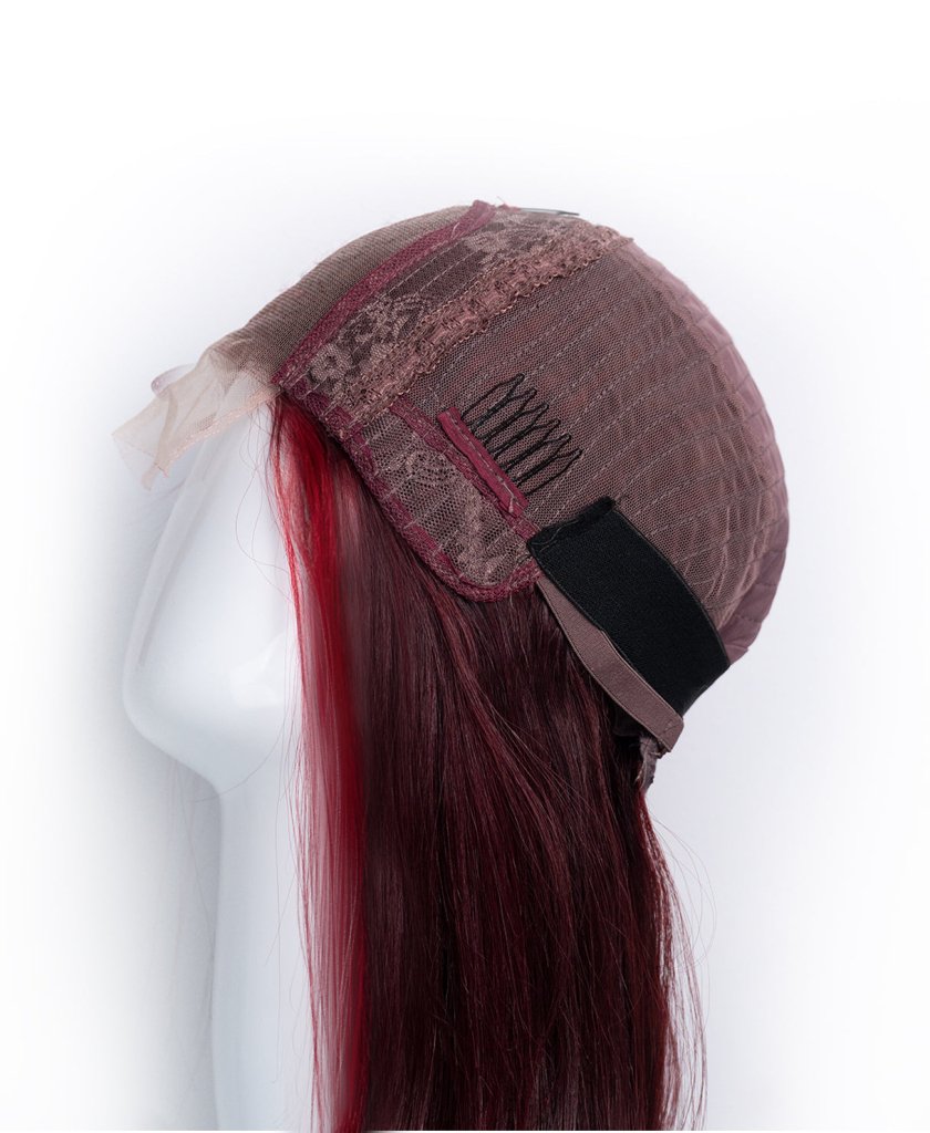 Wigstrends long bob human wig - 10" red money piece highlights - Wigtrends
