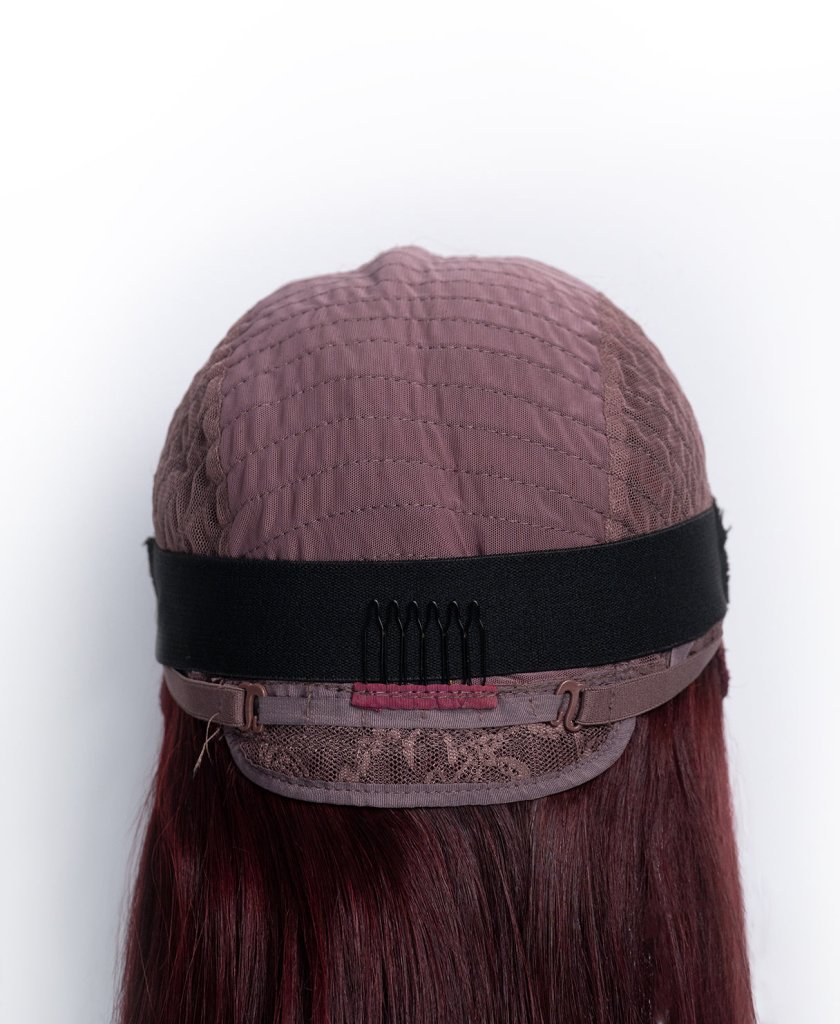 Wigstrends long bob human wig - 10" red money piece highlights - Wigtrends