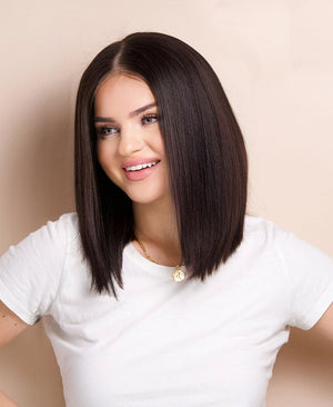 Wigstrends long bob human wig - 12" natural black - Wigtrends