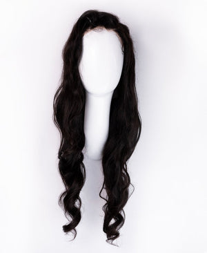 Wigstrends put on & go pre - cut lace wavy human wig - 28" natural black - Wigtrends