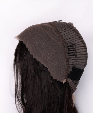 Wigstrends put on & go pre - cut lace wavy human wig - 28" natural black - Wigtrends