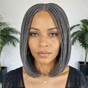 wigstrends Salt And Pepper Braided Twists Hairstyles Short Wigs for Black Women - Wigtrends