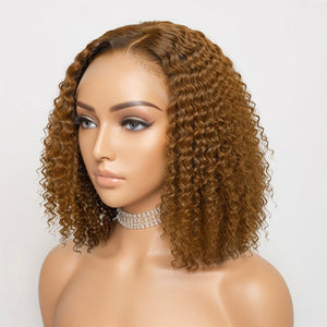 Wigstrends Trendy Mix Color Brown | Curly Bob Wig 13x4 Frontal Undetectable Lace Short Wig 100% Human Hair - Wigtrends