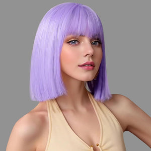 With Bangs Black Straigh Wigs for Women Bob Shoulder Length 100% Human Hair Wigs - Wigtrends