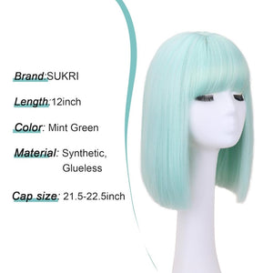 With Bangs Black Straigh Wigs for Women Bob Shoulder Length 100% Human Hair Wigs - Wigtrends