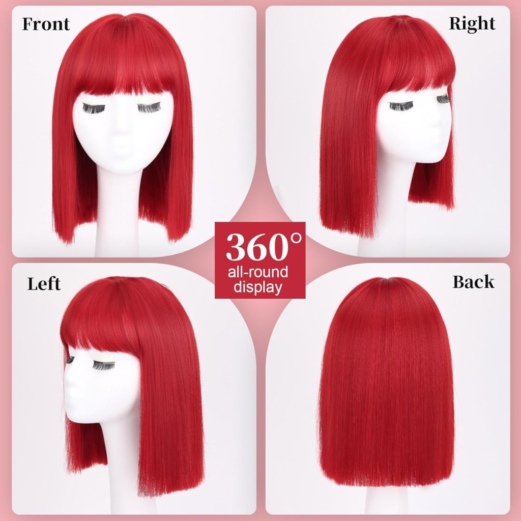 With Bangs Black Straigh Wigs for Women Bob Shoulder Length 100% Human Hair Wigs - Wigtrends