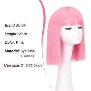 With Bangs Black Straigh Wigs for Women Bob Shoulder Length 100% Human Hair Wigs - Wigtrends