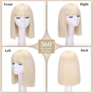 With Bangs Black Straigh Wigs for Women Bob Shoulder Length 100% Human Hair Wigs - Wigtrends