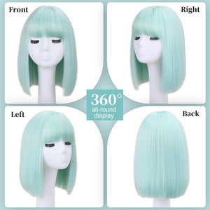 With Bangs Black Straigh Wigs for Women Bob Shoulder Length 100% Human Hair Wigs - Wigtrends