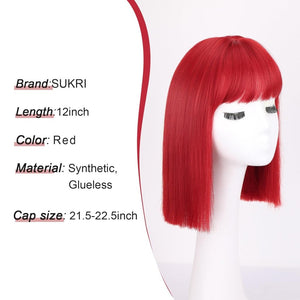 With Bangs Black Straigh Wigs for Women Bob Shoulder Length 100% Human Hair Wigs - Wigtrends