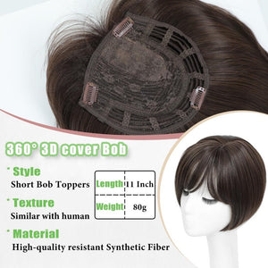 10 Inch Top Hair Piece for Women with Thinning Hair 360° 3D Wrap Short Hair Bob Wig Toppers - Wigtrends