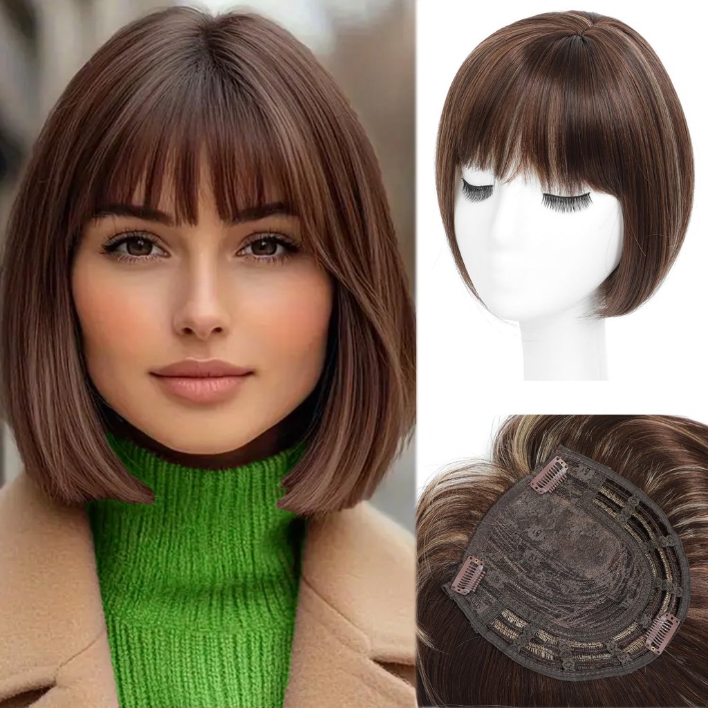 10 Inch Top Hair Piece for Women with Thinning Hair 360° 3D Wrap Short Hair Bob Wig Toppers - Wigtrends