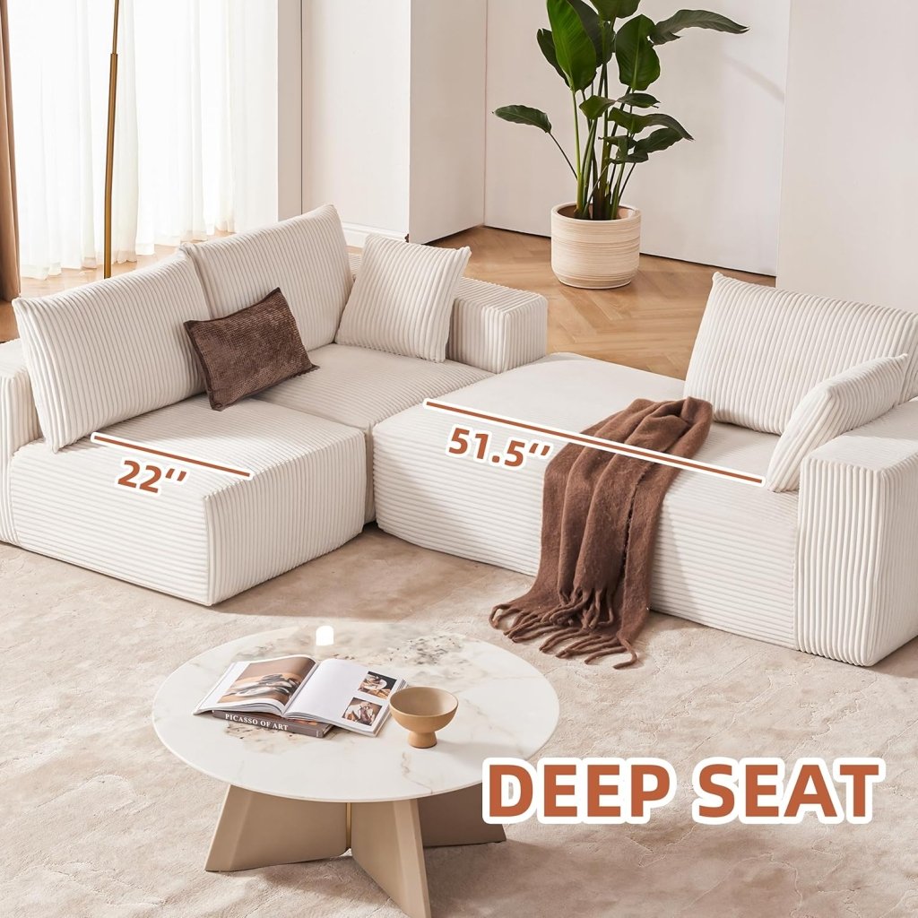 108 inch sectional sofa, cloud sectional sofa with deep seat, modern sectional L shaped sofa - Wigtrends