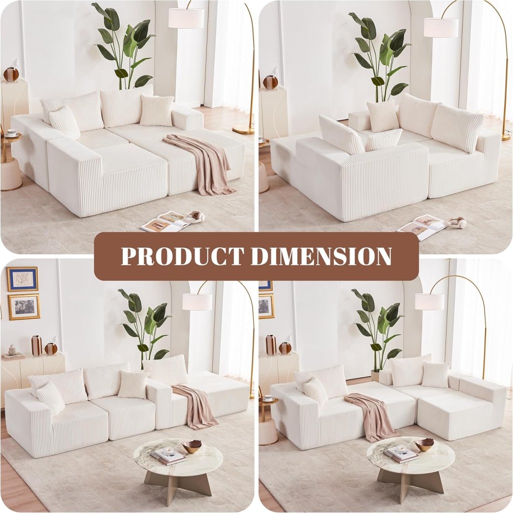 108 inch sectional sofa, cloud sectional sofa with deep seat, modern sectional L shaped sofa - Wigtrends