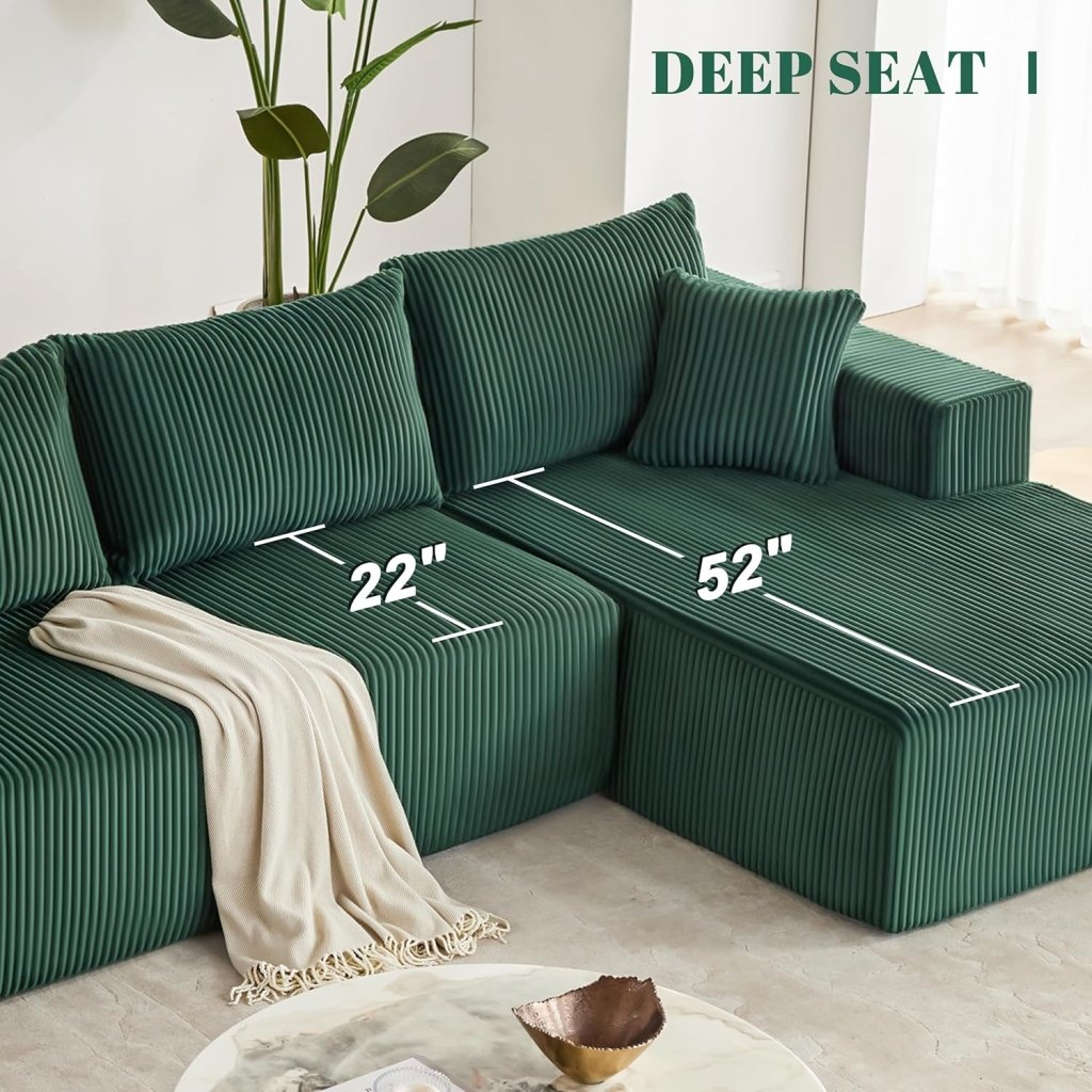 108 inch sectional sofa, cloud sectional sofa with deep seat, modern sectional L shaped sofa - Wigtrends