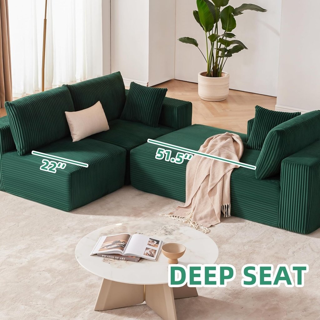 108 inch sectional sofa, cloud sectional sofa with deep seat, modern sectional L shaped sofa - Wigtrends