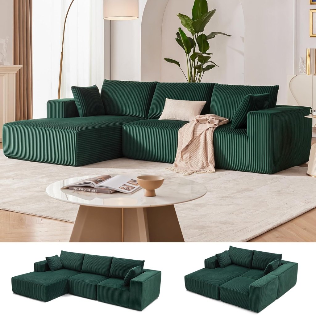 108 inch sectional sofa, cloud sectional sofa with deep seat, modern sectional L shaped sofa - Wigtrends