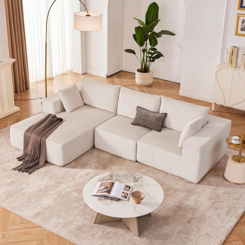108 inch sectional sofa, cloud sectional sofa with deep seat, modern sectional L shaped sofa - Wigtrends