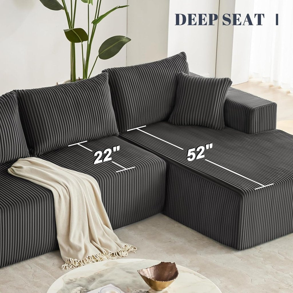 108 inch sectional sofa, cloud sectional sofa with deep seat, modern sectional L shaped sofa - Wigtrends