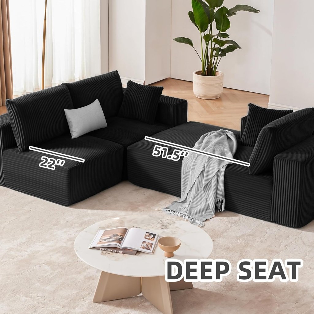 108 inch sectional sofa, cloud sectional sofa with deep seat, modern sectional L shaped sofa - Wigtrends