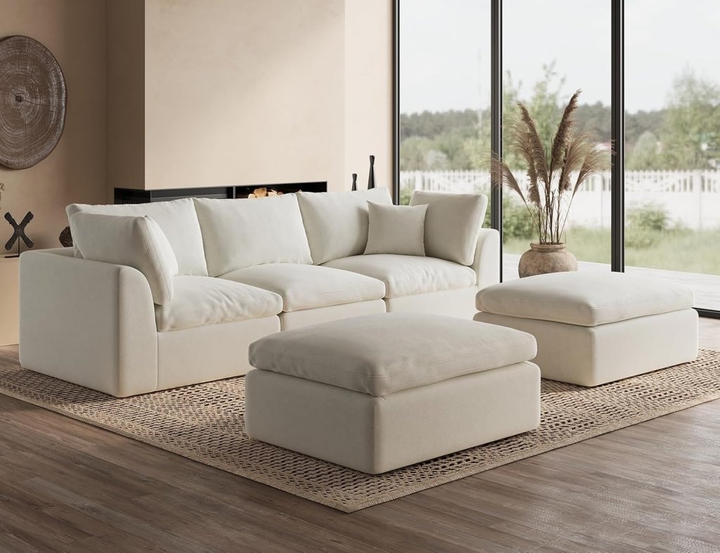 110 inch cloud sectional sofa for living room, convertible L - shaped sofa 3 seater sectional sofa - Wigtrends