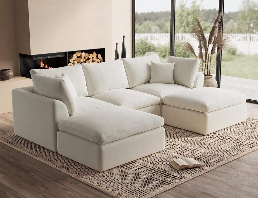 110 inch cloud sectional sofa for living room, convertible L - shaped sofa 3 seater sectional sofa - Wigtrends