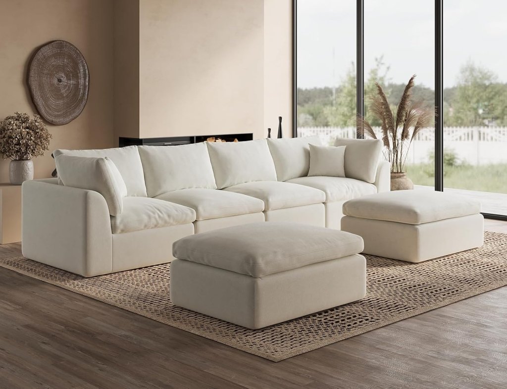110 inch cloud sectional sofa for living room, convertible L - shaped sofa 3 seater sectional sofa - Wigtrends