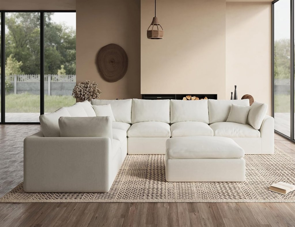 110 inch cloud sectional sofa for living room, convertible L - shaped sofa 3 seater sectional sofa - Wigtrends