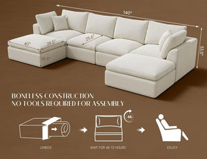 110 inch cloud sectional sofa for living room, convertible L - shaped sofa 3 seater sectional sofa - Wigtrends