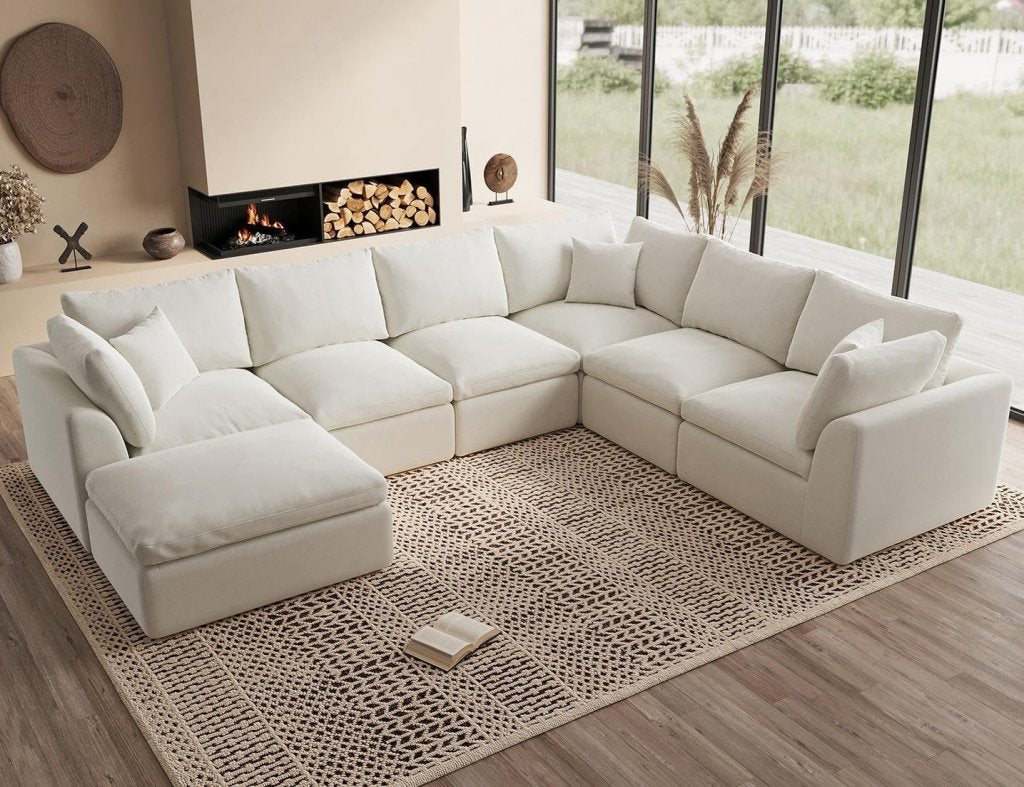 110 inch cloud sectional sofa for living room, convertible L - shaped sofa 3 seater sectional sofa - Wigtrends