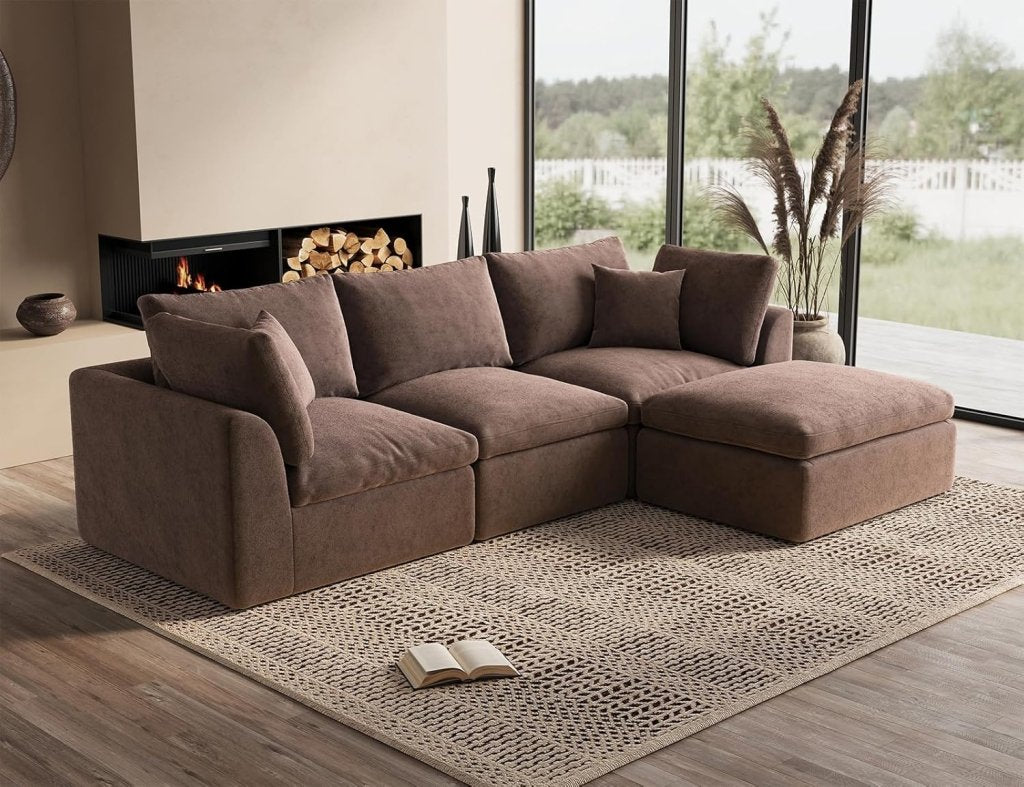 110 inch cloud sectional sofa for living room, convertible L - shaped sofa 3 seater sectional sofa - Wigtrends
