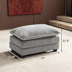 111.4 Inch L - Shaped Modern Sofa Modular Cloud Sofa with Ottoman, 4 - Seater Chenille Deep Seat Sofa with Pillows for Living Room, Bedroom and Apartment, Beige - Wigtrends