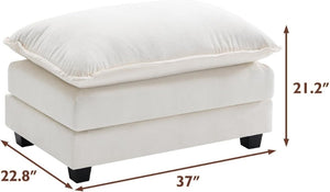 111.4 Inch L - Shaped Modern Sofa Modular Cloud Sofa with Ottoman, 4 - Seater Chenille Deep Seat Sofa with Pillows for Living Room, Bedroom and Apartment, Beige - Wigtrends