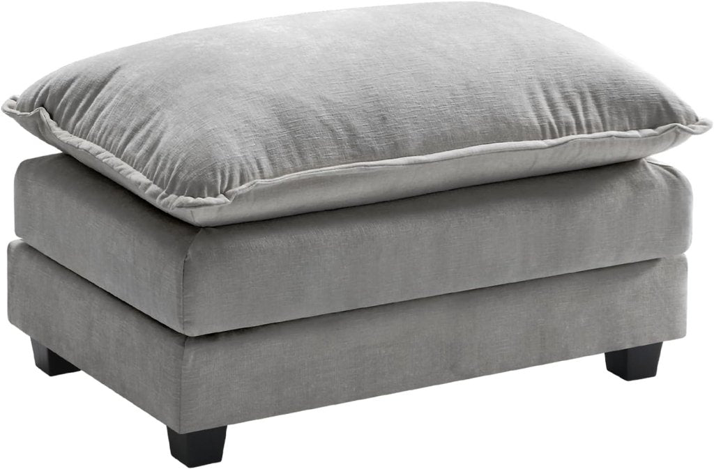 111.4 Inch L - Shaped Modern Sofa Modular Cloud Sofa with Ottoman, 4 - Seater Chenille Deep Seat Sofa with Pillows for Living Room, Bedroom and Apartment, Beige - Wigtrends