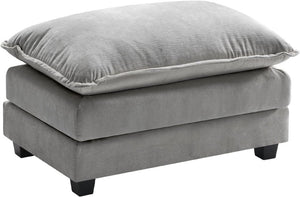 111.4 Inch L - Shaped Modern Sofa Modular Cloud Sofa with Ottoman, 4 - Seater Chenille Deep Seat Sofa with Pillows for Living Room, Bedroom and Apartment, Beige - Wigtrends