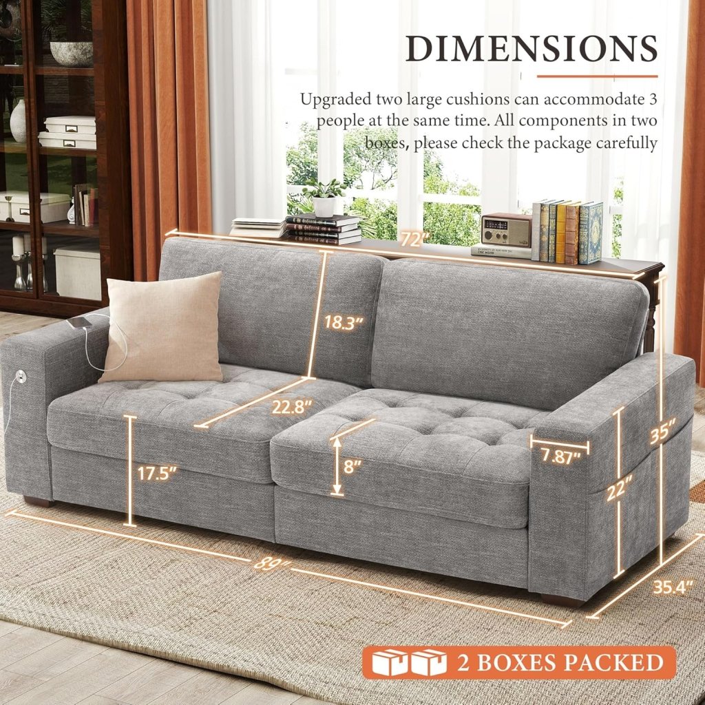 111.4 Inch L - Shaped Modern Sofa Modular Cloud Sofa with Ottoman, 4 - Seater Chenille Deep Seat Sofa with Pillows for Living Room, Bedroom and Apartment, Beige - Wigtrends