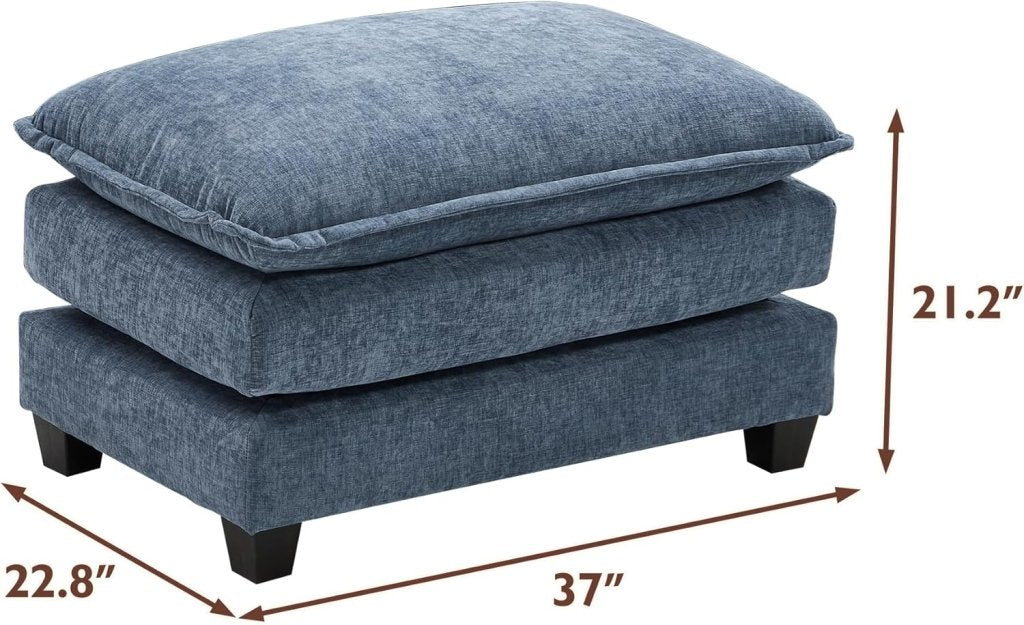 111.4 Inch L - Shaped Modern Sofa Modular Cloud Sofa with Ottoman, 4 - Seater Chenille Deep Seat Sofa with Pillows for Living Room, Bedroom and Apartment, Beige - Wigtrends