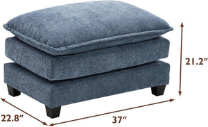 111.4 Inch L - Shaped Modern Sofa Modular Cloud Sofa with Ottoman, 4 - Seater Chenille Deep Seat Sofa with Pillows for Living Room, Bedroom and Apartment, Beige - Wigtrends